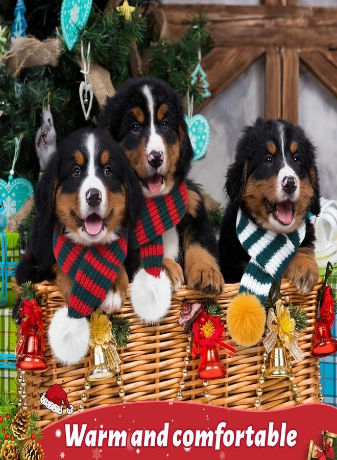 جاجيلي طقم وشاح منسوج للكلاب من قطعتين من JaGely، وشاح لطيف للعطلات مناسب للقطط الصغيرة والمتوسطة، أوشحة شتوية للكلاب، ديكور للحيوانات الأليفة (أخضر وأبيض، أحمر وأخضر، مخطط) - Image 4